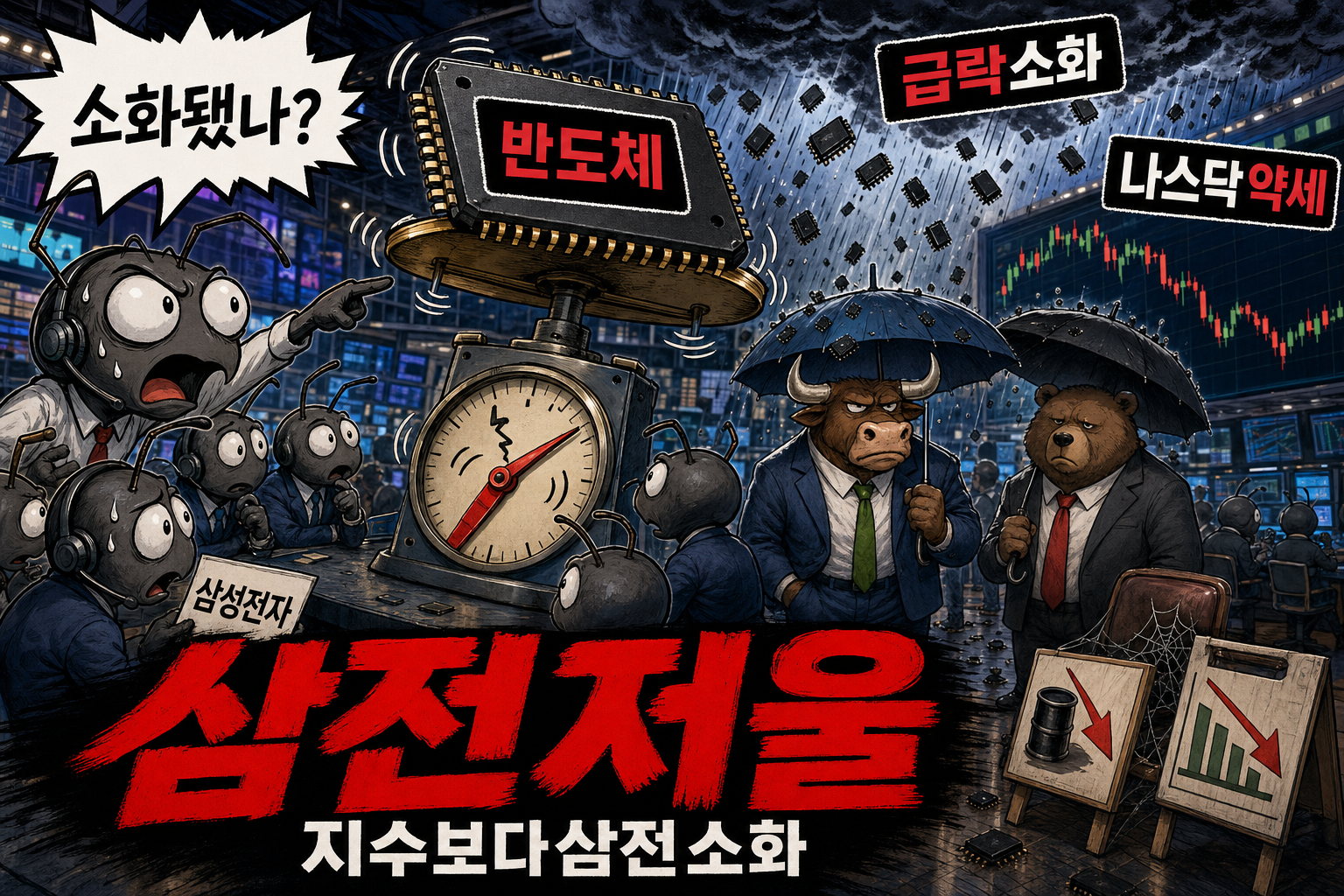 삼성전자 급락 소화 여부를 보는 장